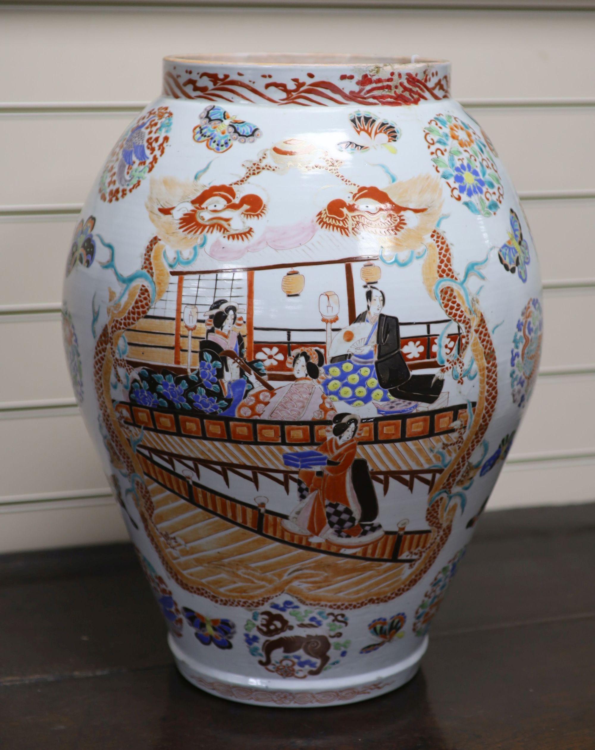 A large Japanese kutani vase, late 19th century, height 51cm